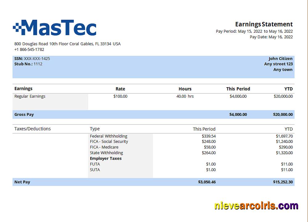 USA engineering company employee sheet Mastec